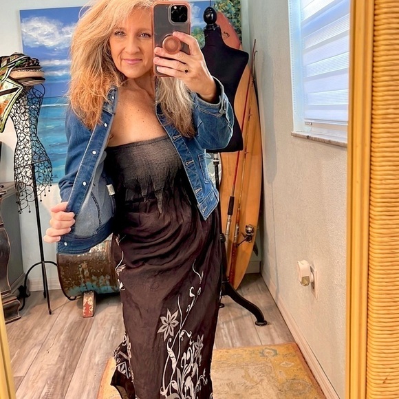 Anthropologie Dresses & Skirts - ANTHRO’s Lapis, Funky, FUN& Boho-BUSTLE Dress/Skirt gray/black,BUSTLE IT🔥